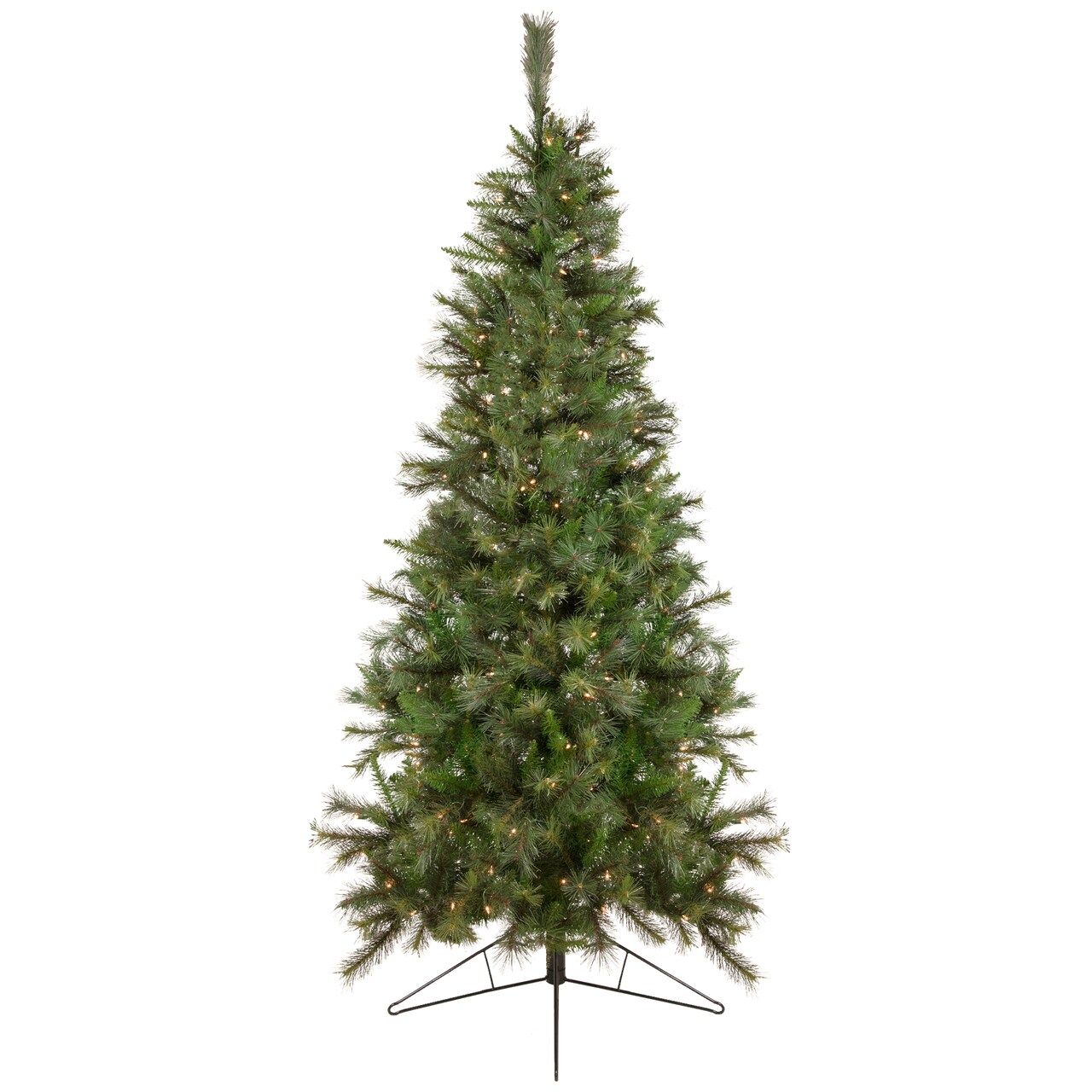 Northlight Real Touch™️ Pre-Lit Slim Canyon Pine Artificial Half Wall Christmas Tree - 7.5' - Clear Lights